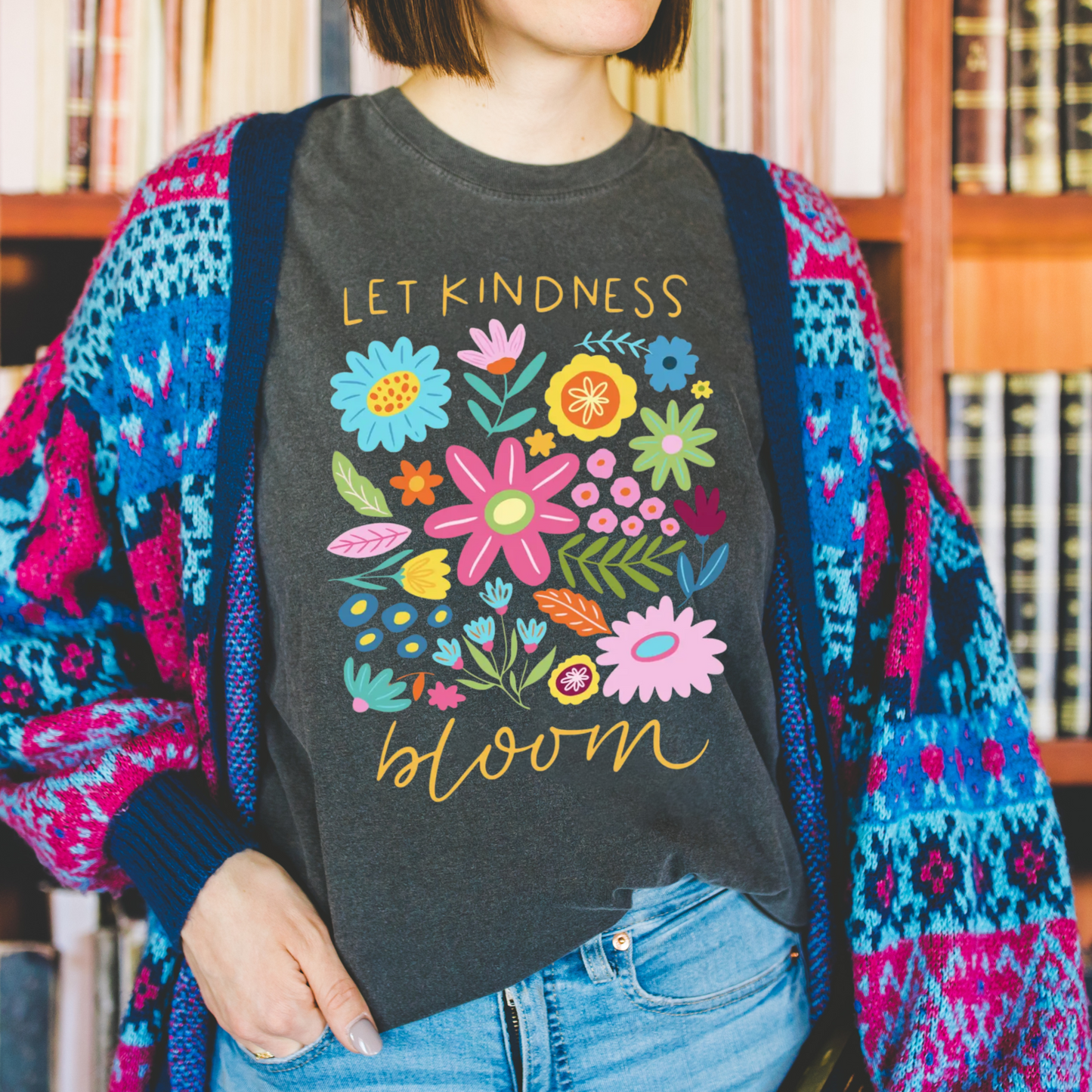 Let Kindness Bloom Comfort Colors Tee—Pepper