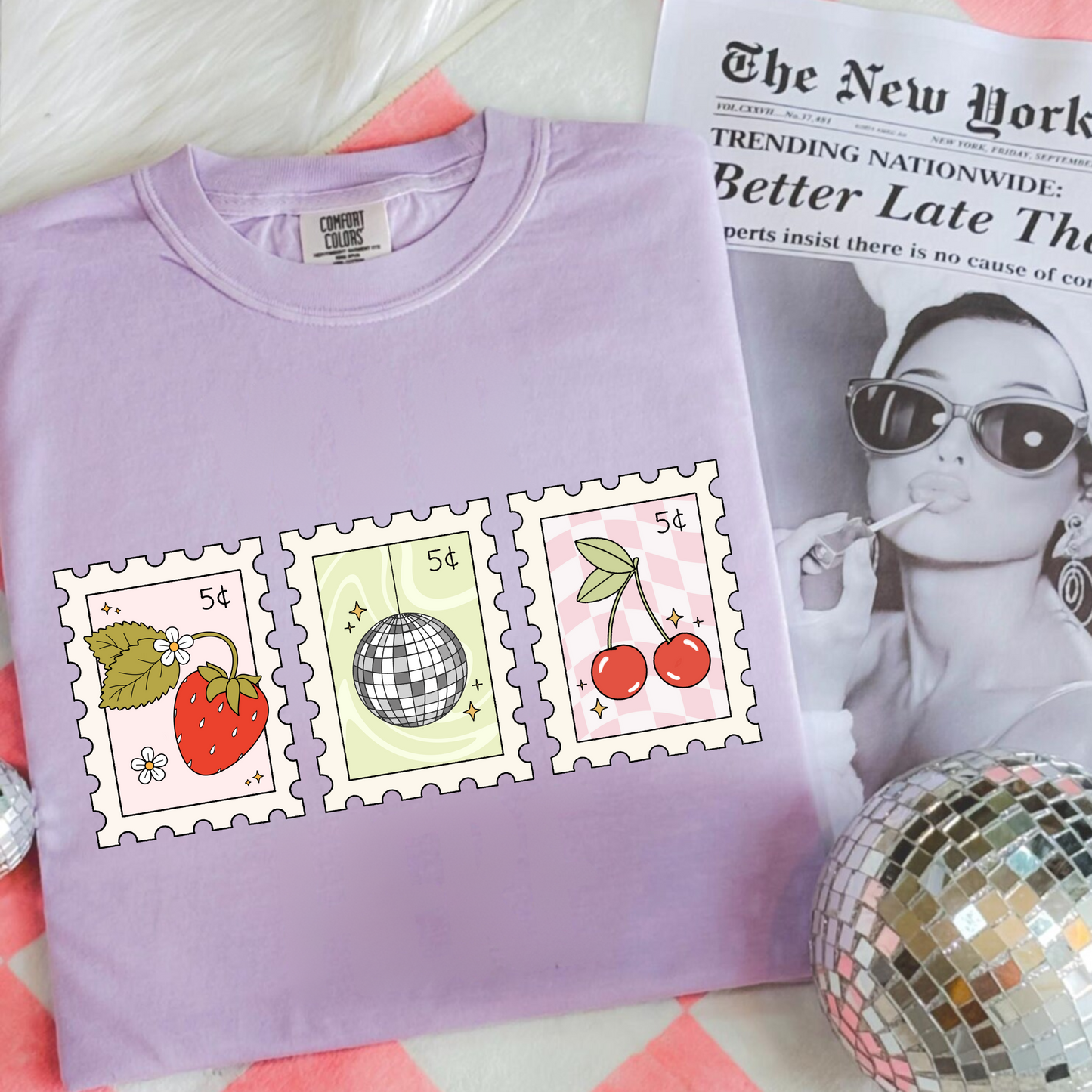 Summer Stamp Comfort Colors Tee—Orchid