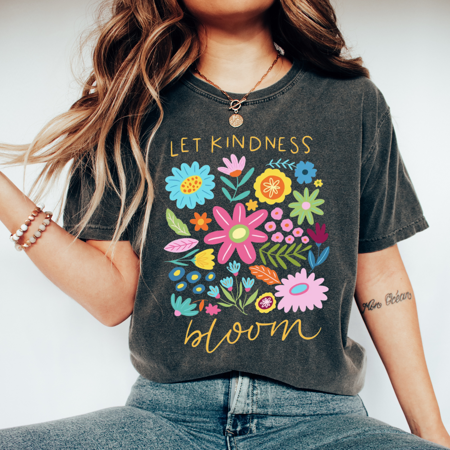 Let Kindness Bloom Comfort Colors Tee—Pepper
