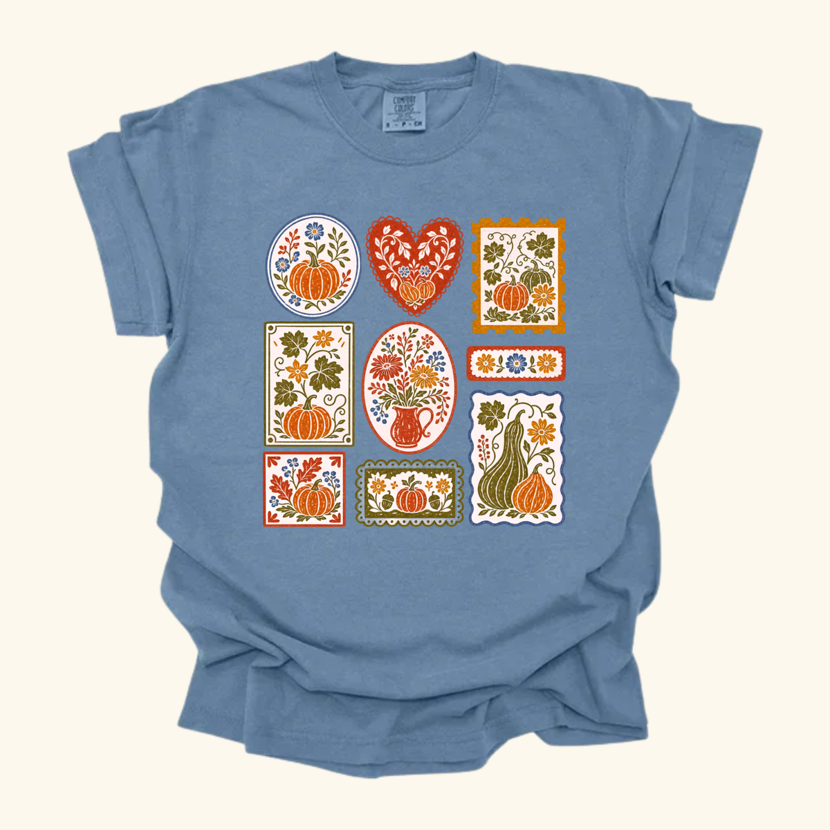 Vintage Folky Fall Pumpkin Tee