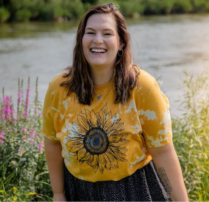Limited Edition Sunflower T-Shirt—Hand Reverse Die Yellow