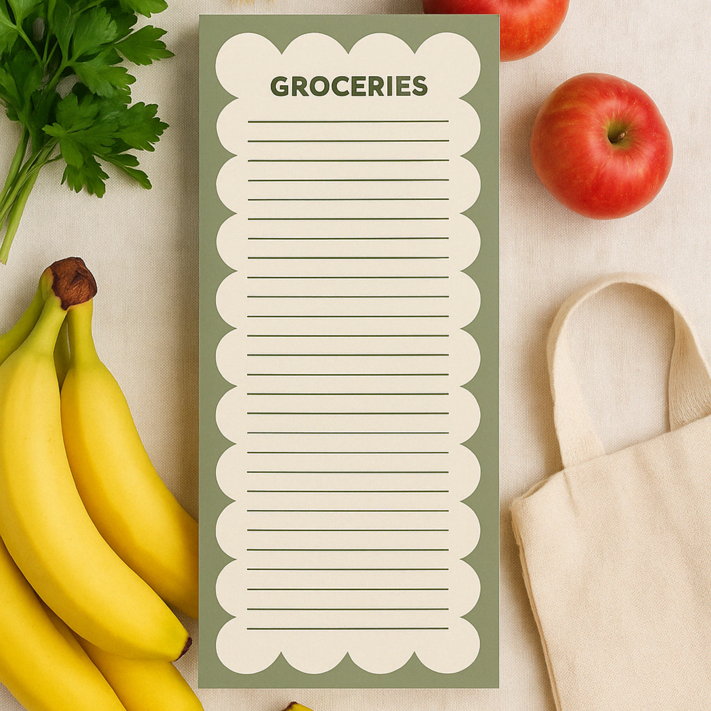 4x8 Sage Grocery Notepad (With Magnetic Back)