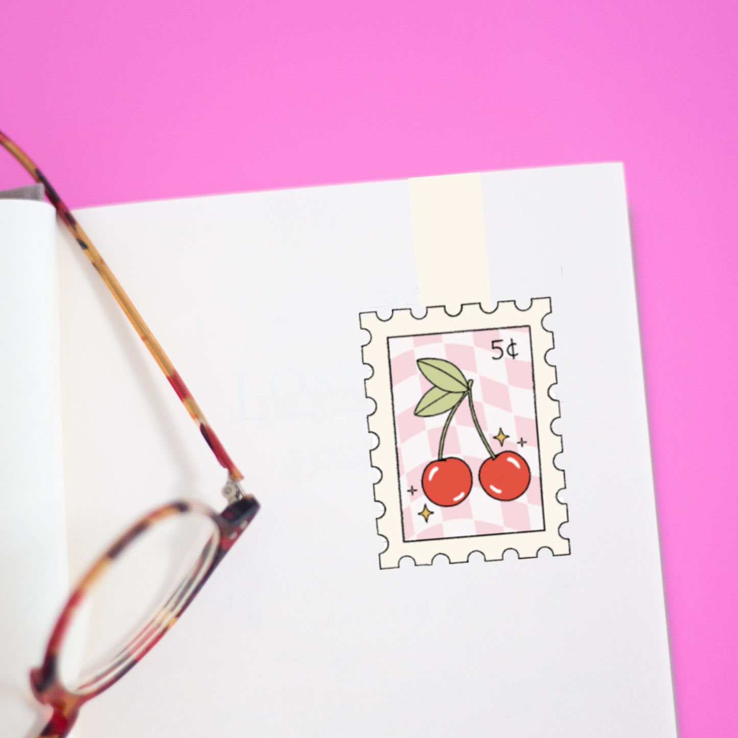 Cherry Stamp Magnetic Bookmark