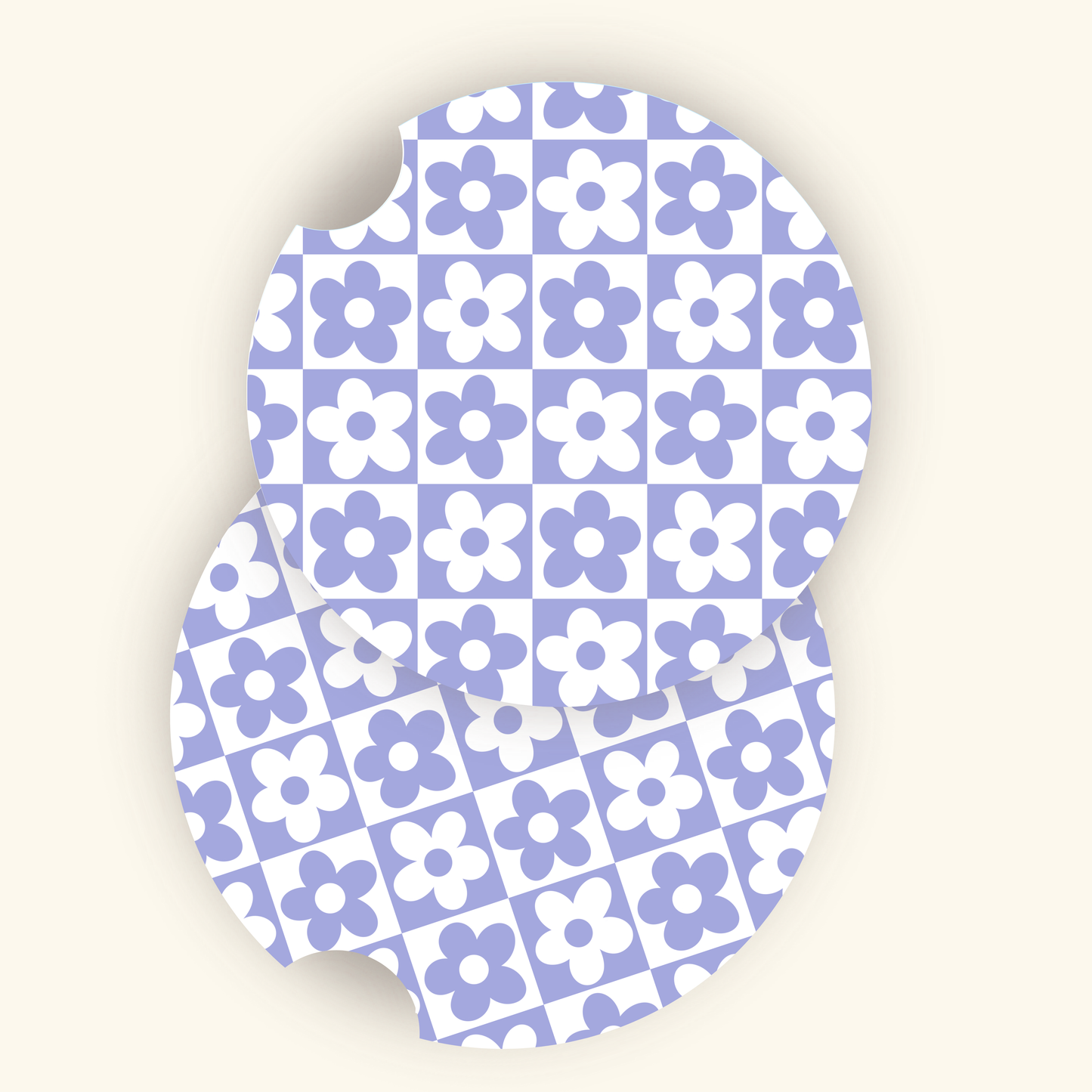 Purple Checker Daisies Car Coasters (Set of Two)