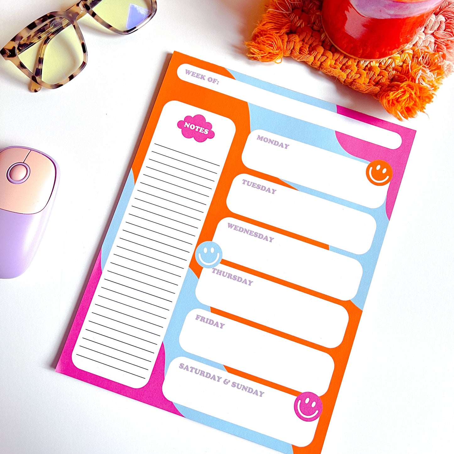 8.5" x 11" Happy Week Agenda & To-Do Notepad