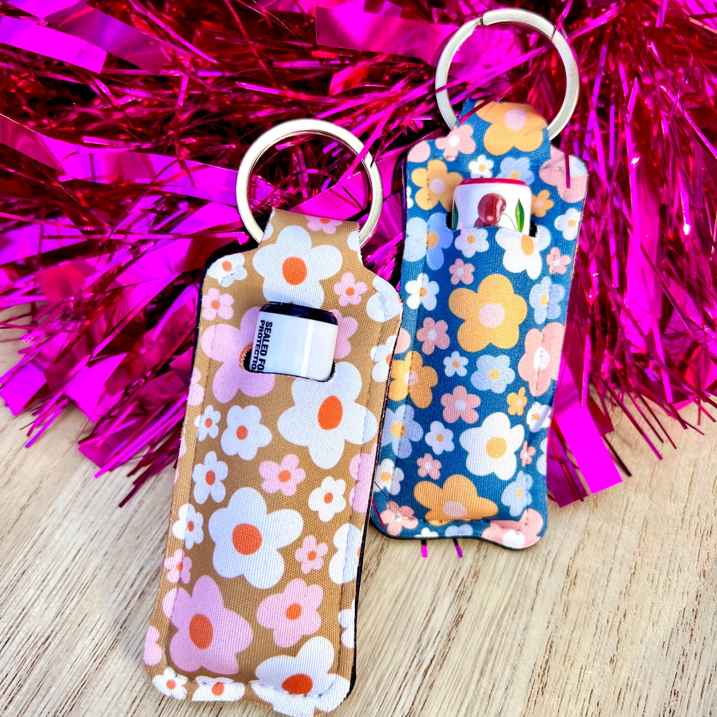 Dancing Daisies Chapstick Holder Keychain