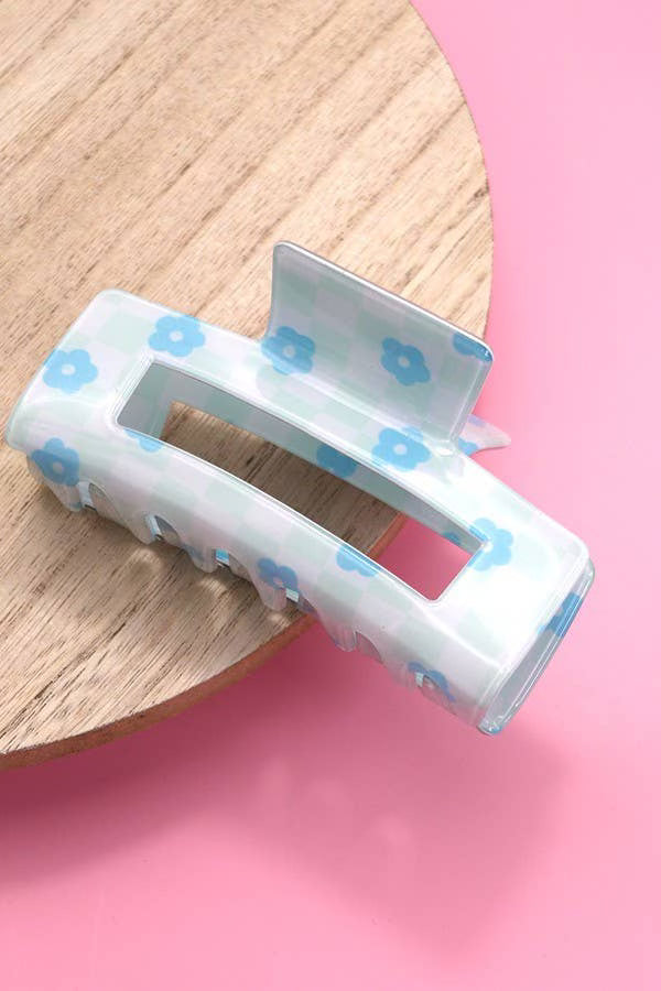 Checkered Daisy Hair Claw Clip
