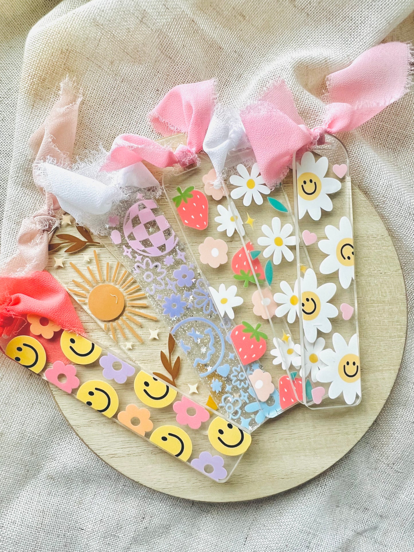 Happy Pastel Acrylic Flower Bookmark