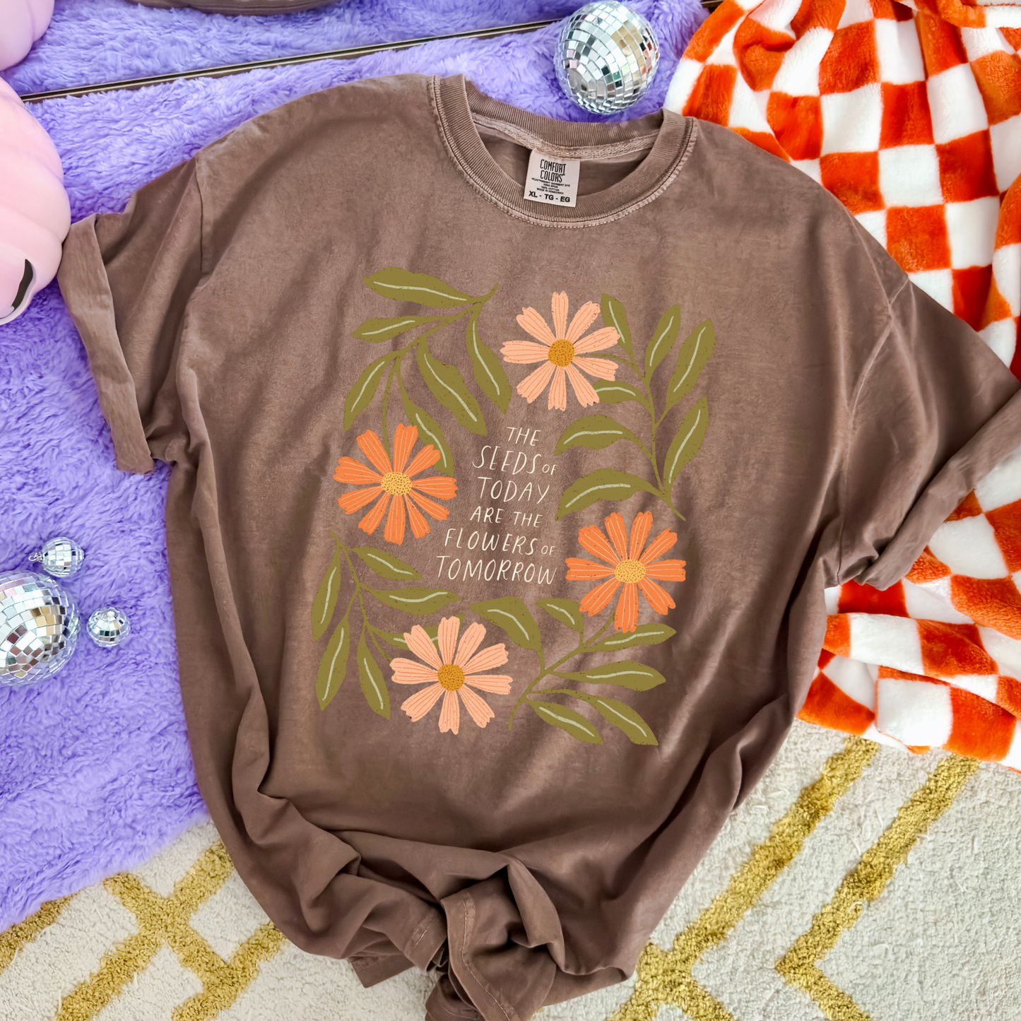 The Seeds of Today Are the Flowers of Tomorrow Comfort Colors Tee—Espresso (CC&C x Kercia Jane)