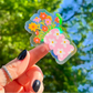 Happy Vase of Flowers Suncatcher 3" Decal