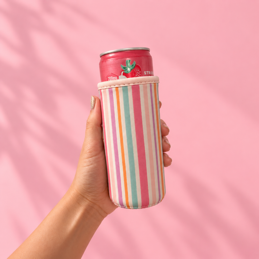 Pastel Stripes SLIM CAN Koozie