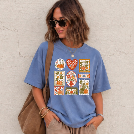Vintage Folky Fall Pumpkin Tee