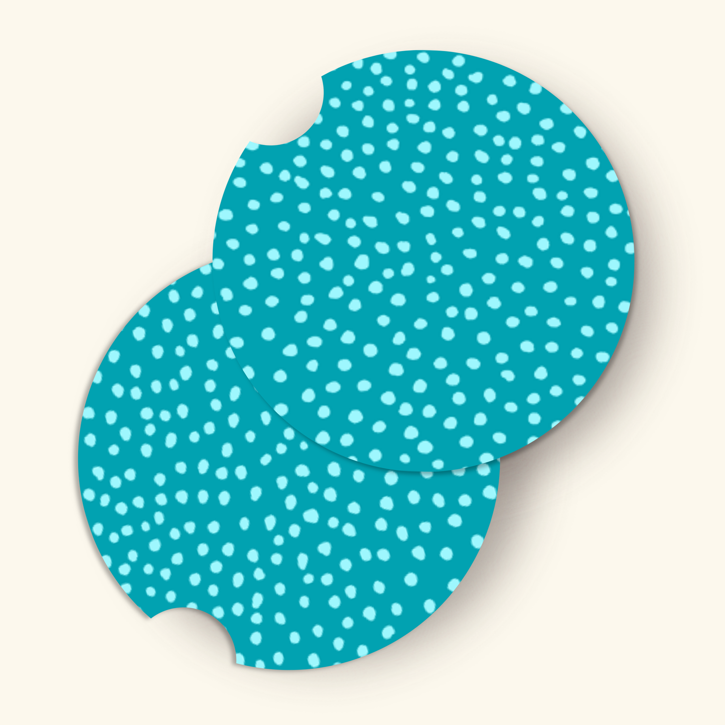 Blue Polka Dot Car Coasters (Set of Two)