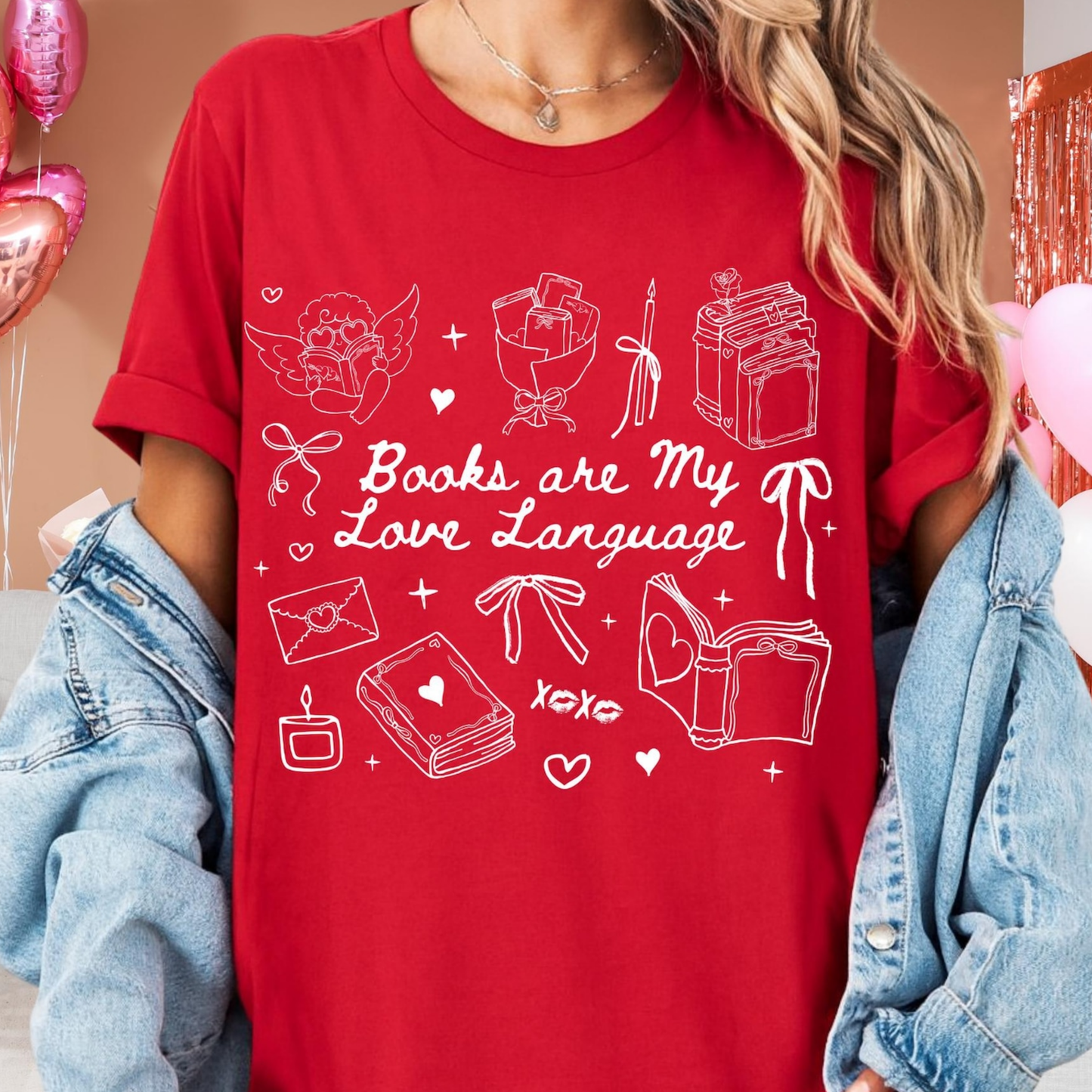 Books Are My Love Language Comfort Colors Tee—Red or Ivory