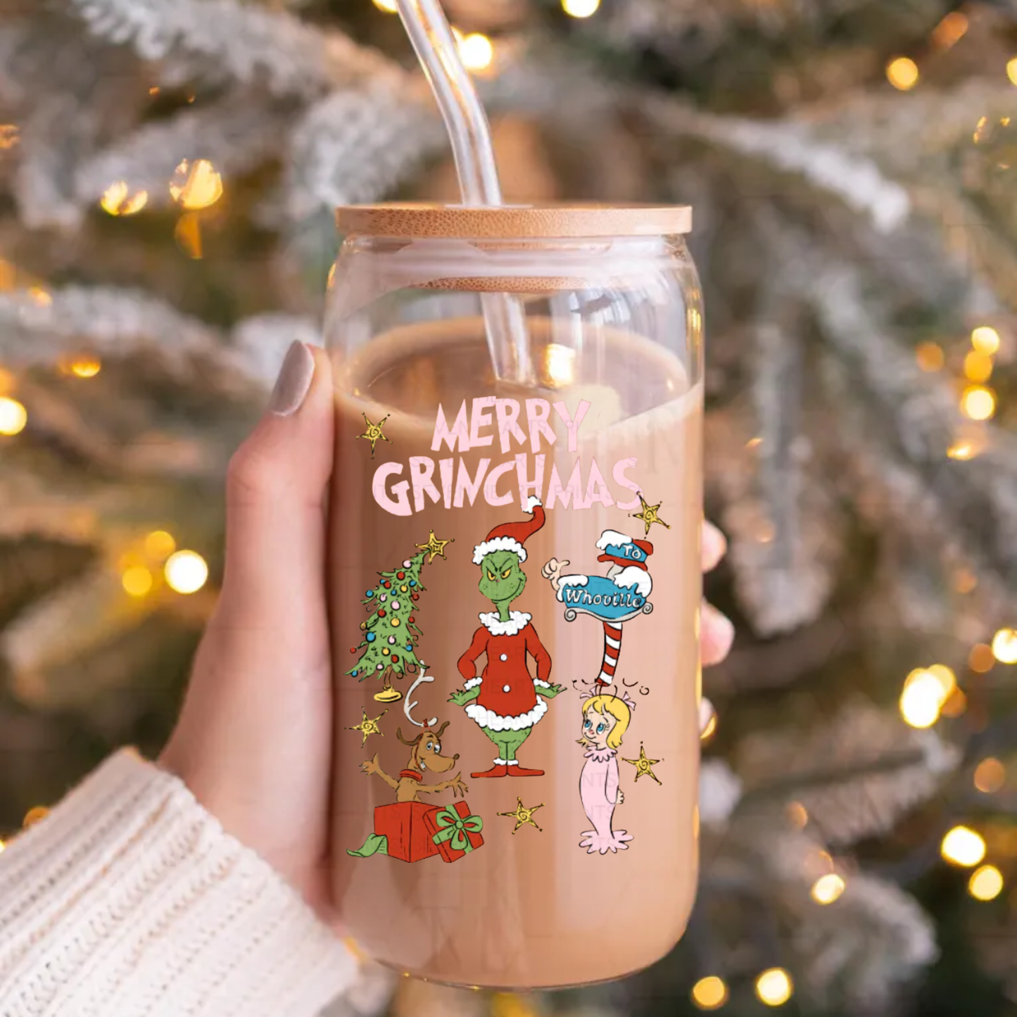 Vintage Gr inch Merry Christmas Can Glass—16 oz.