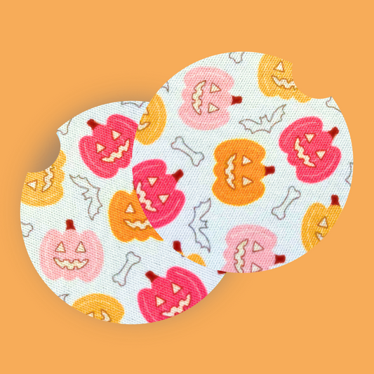 Jack-O-Lantern Car Coasters (Set of Two)