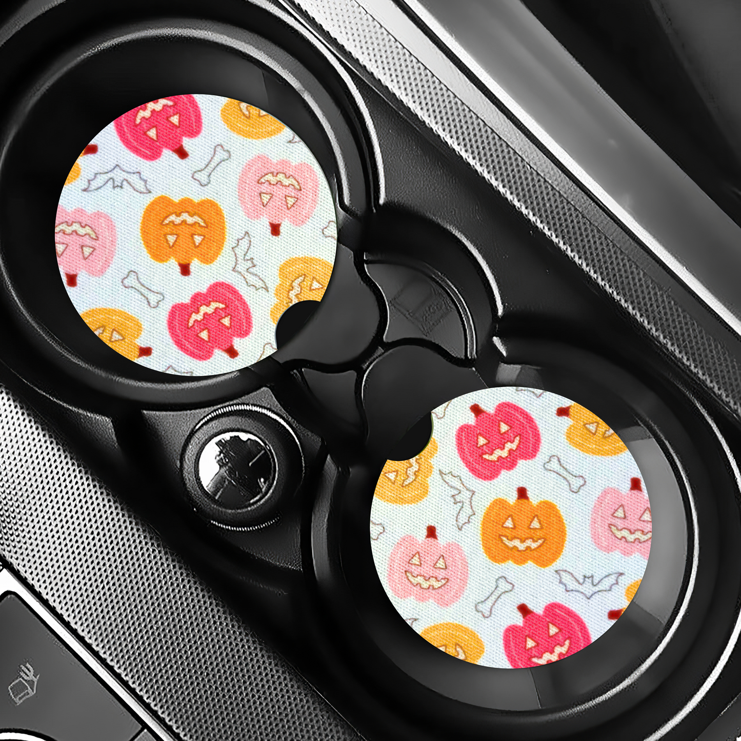 Jack-O-Lantern Car Coasters (Set of Two)