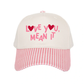 LOVE YOU, MEAN IT Vintage Two-Tone Embroidered Hat—Pink Stripe