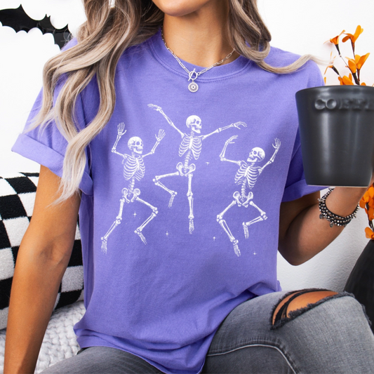 Dancing Skeletons Comfort Colors Tee—Violet