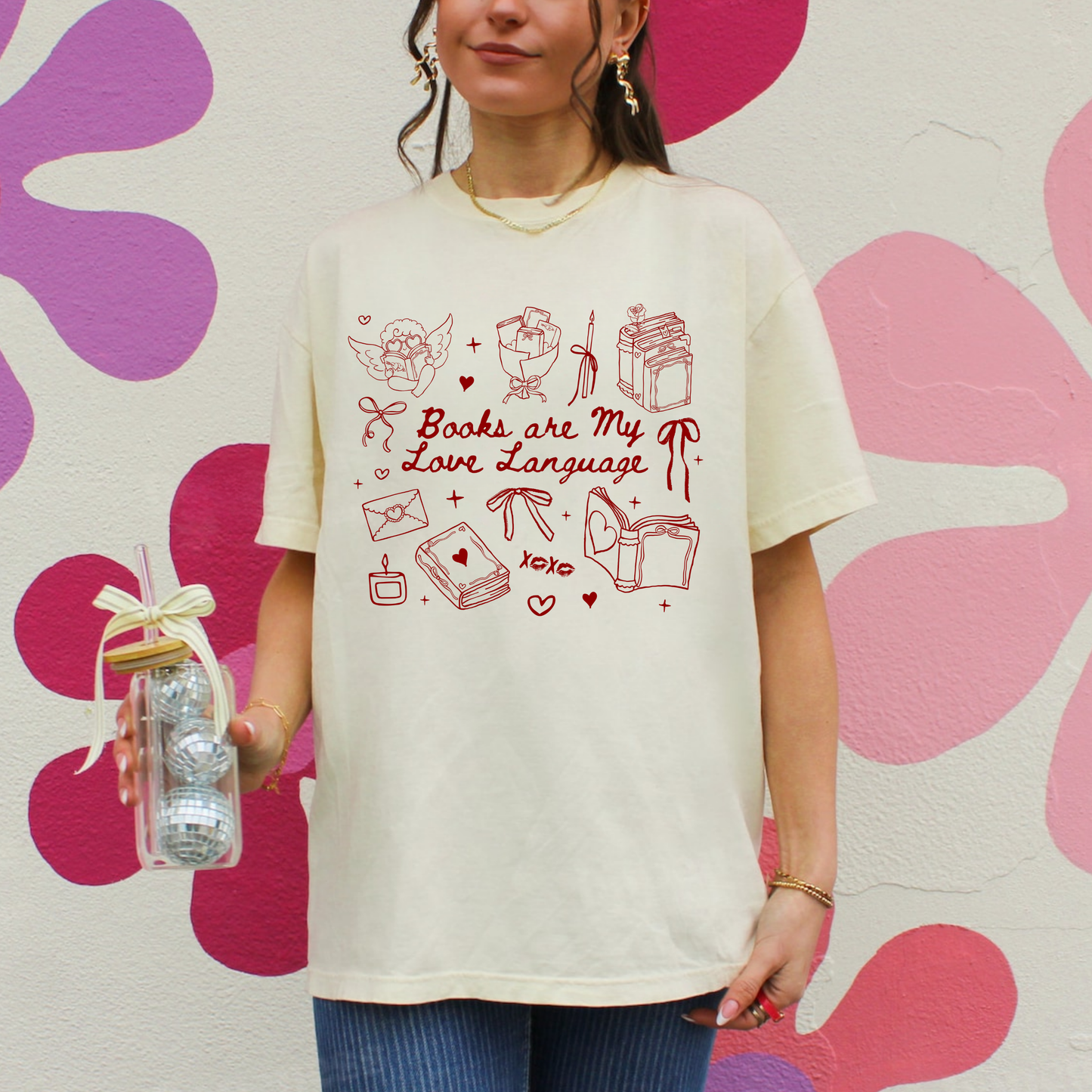 Books Are My Love Language Comfort Colors Tee—Red or Ivory