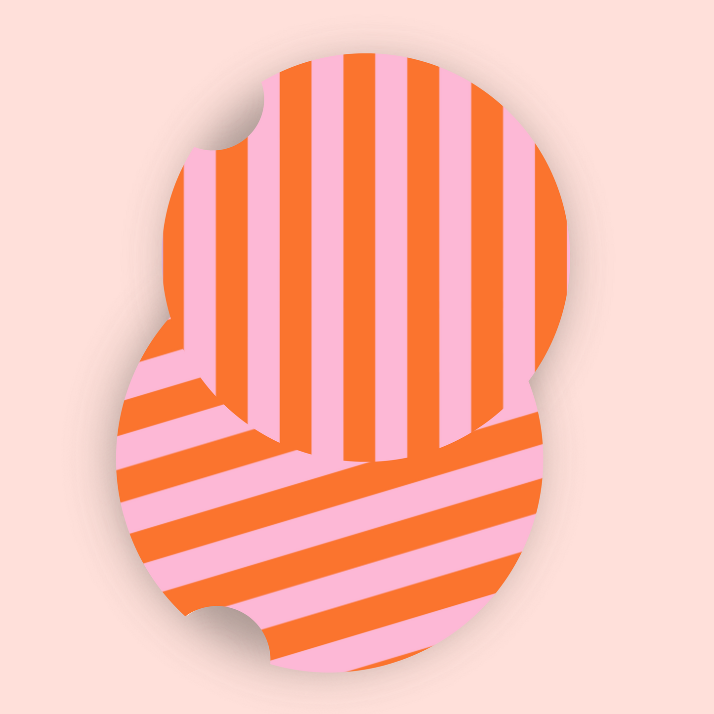 Pink and Orange Striped Car Coasters (Set of Two)