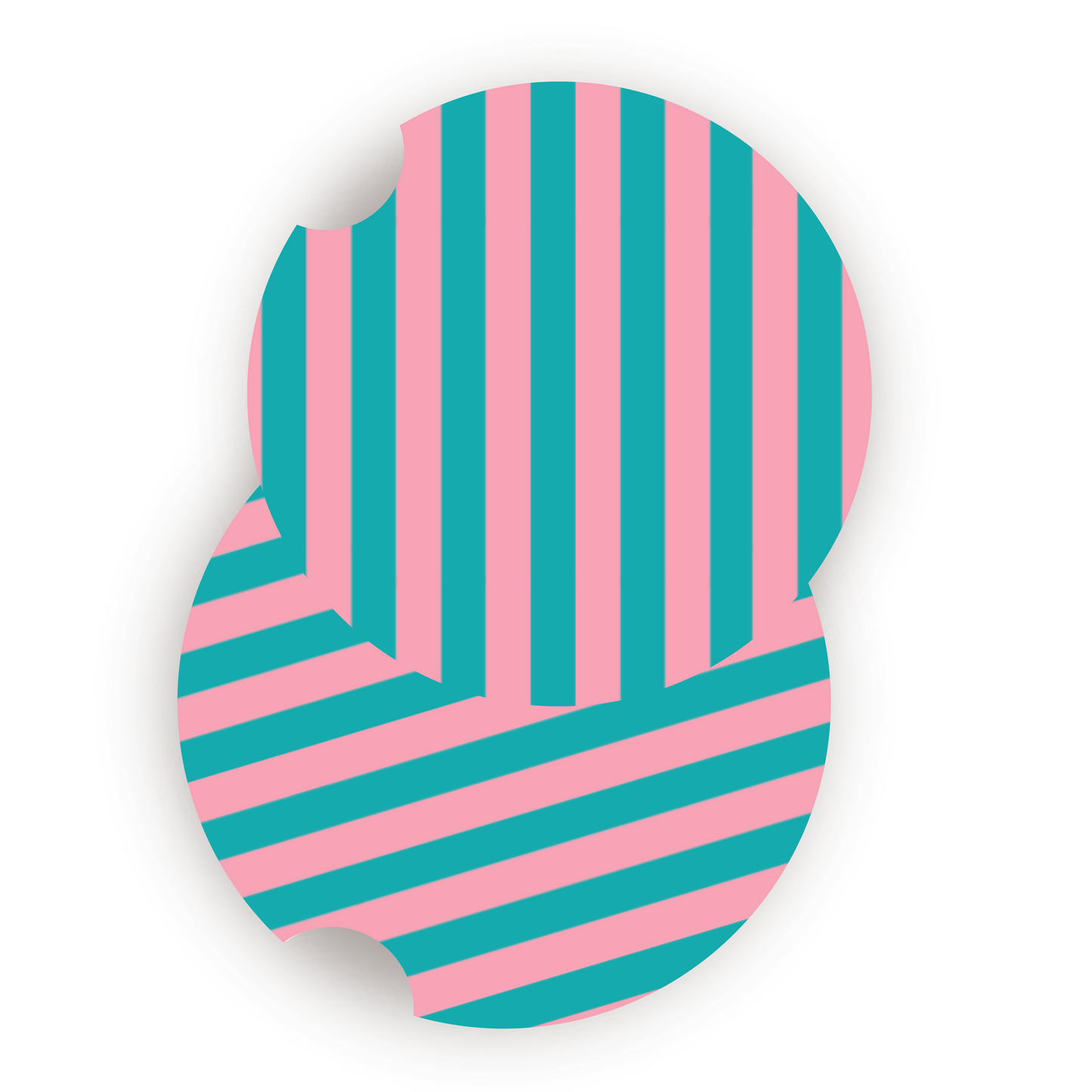 Blue and Pink Striped Car Coasters (Set of Two)