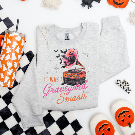 Graveyard Smash Crewneck Sweatshirt—Ash