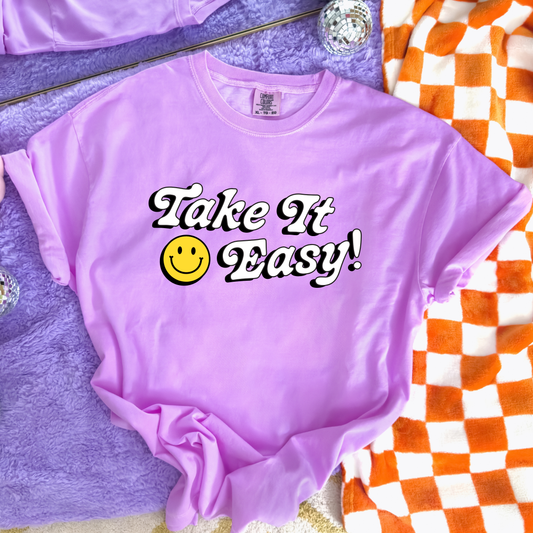 Take it Easy! Comfort Colors Tee—Neon Violet