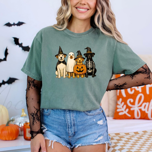 Halloween Dogs Comfort Colors Tee—Light Green