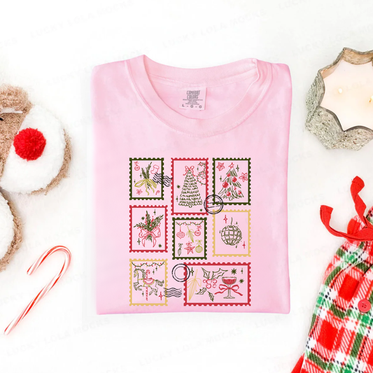 Festive Bright Stamps Comfort Colors Tee—Blossom