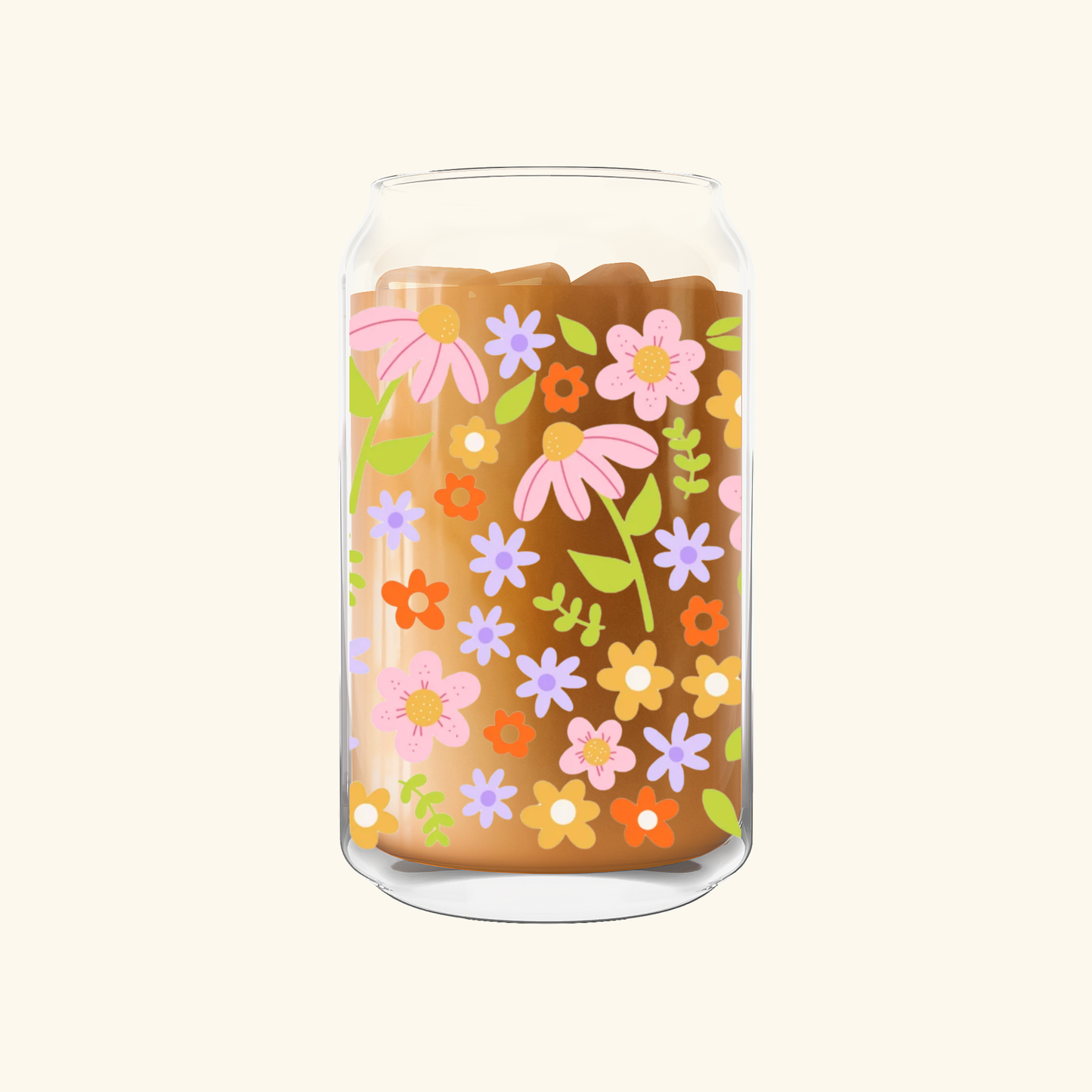 Pastel Garden Blooms Can Glass—16 oz.