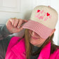 LOVE YOU, MEAN IT Vintage Two-Tone Embroidered Hat—Pink Stripe
