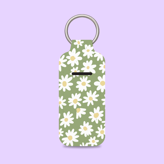 Sage Daisies Chapstick Holder Keychain