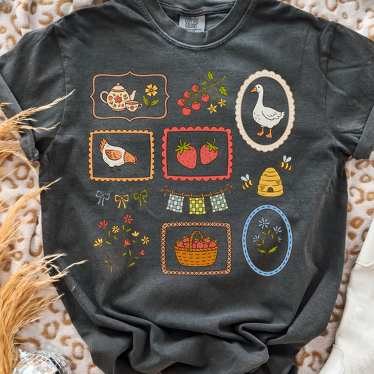 Vintage Cottage Comfort Colors Tee—Pepper