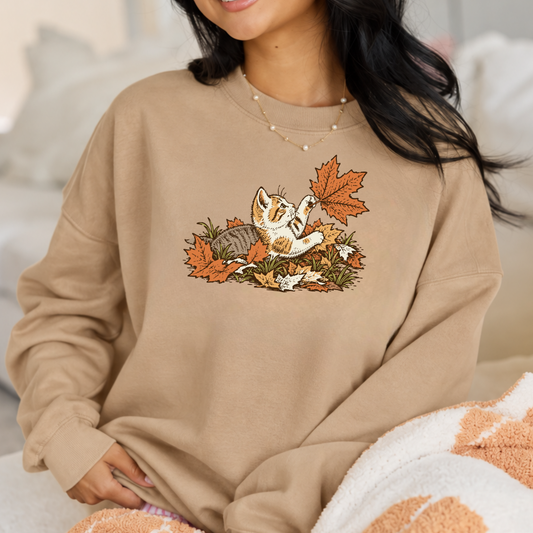 Purrfectly Autumn Vintage Kitten Crewneck