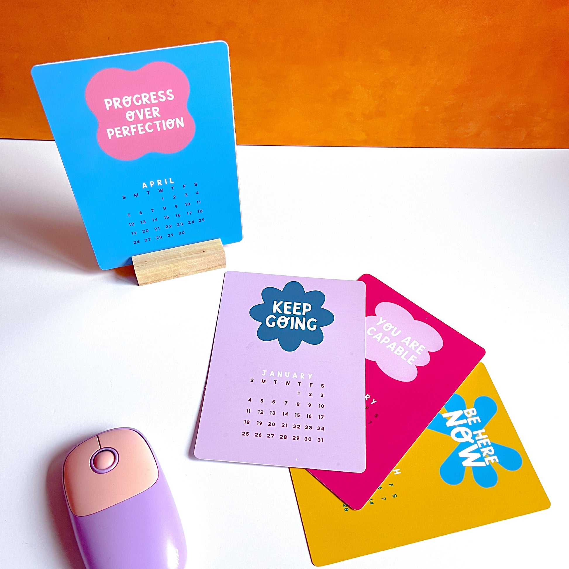 Colorful motivational desk calendars