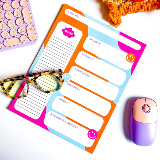 8.5" x 11" Happy Week Agenda & To-Do Notepad