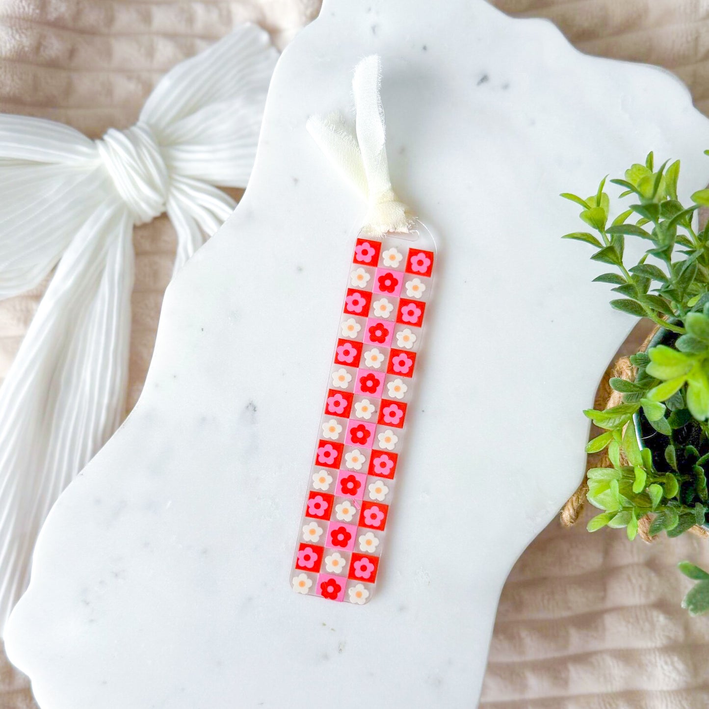Checker Flowers Acrylic Bookmark
