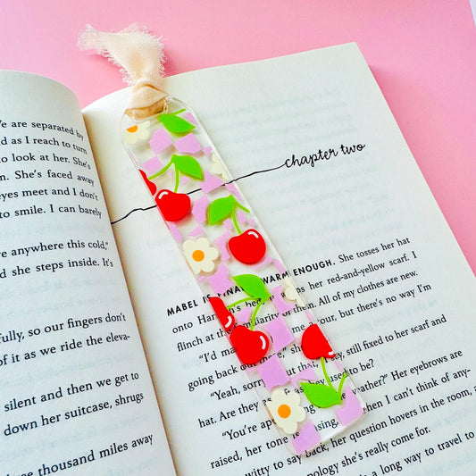 Cherry Checker Acrylic Bookmark