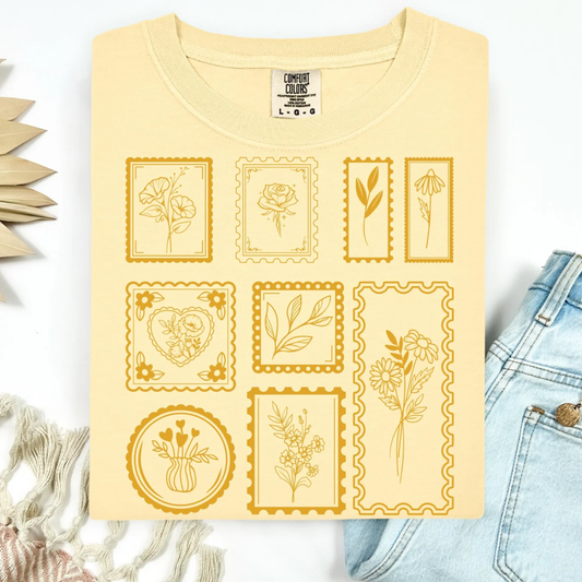 Spring Florals Comfort Colors Tee—Butter