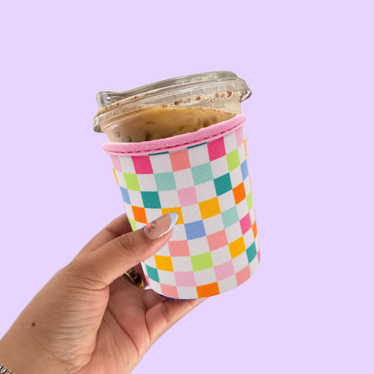 Bright Checkered Iced Cup Koozie