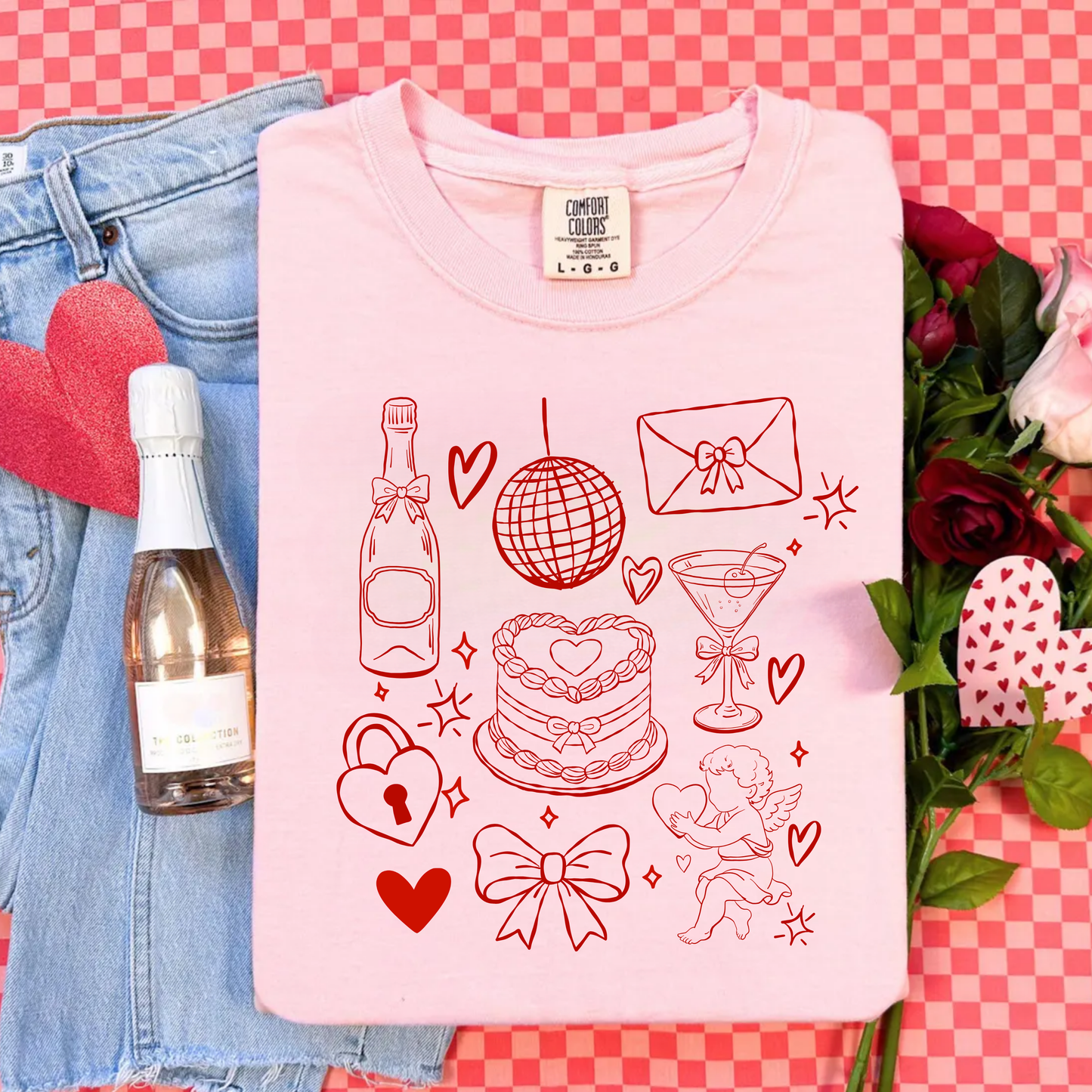 Sweetheart Sketches Comfort Colors Tee—Blossom