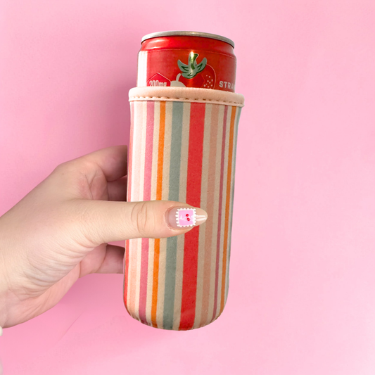 Pastel Stripes SLIM CAN Koozie