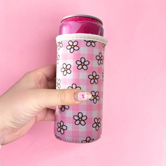 Pink Daisies SLIM CAN Koozie