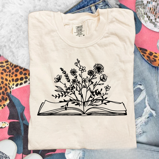 Blooming Pages Comfort Colors Tee—Ivory